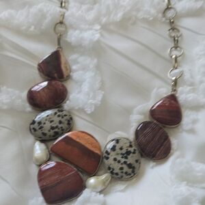 Elegant Multicolor Stone Necklace..925 Silver